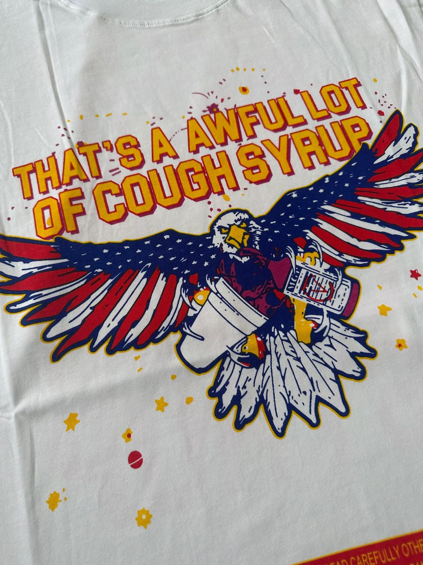 #White | THAT'S A AWFUL LOT OF COUGH SYRUP In Stock Real shot American simple trendy brand loose casual T-shirt Fabric (fabric): 32 counts Weight combed double yarn pure cotton Sizes (size): S-M L X L Color (colour): White